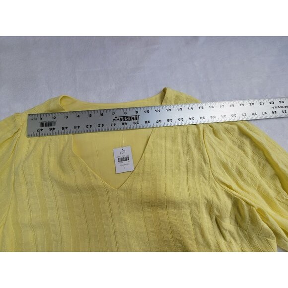 J. Jill Womens Pineapple Yellow Short Sleeve Tiered V-Neck Midi Dress Large New - Picture 6 of 9